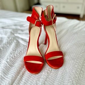 Calvin Klein red strappy heels